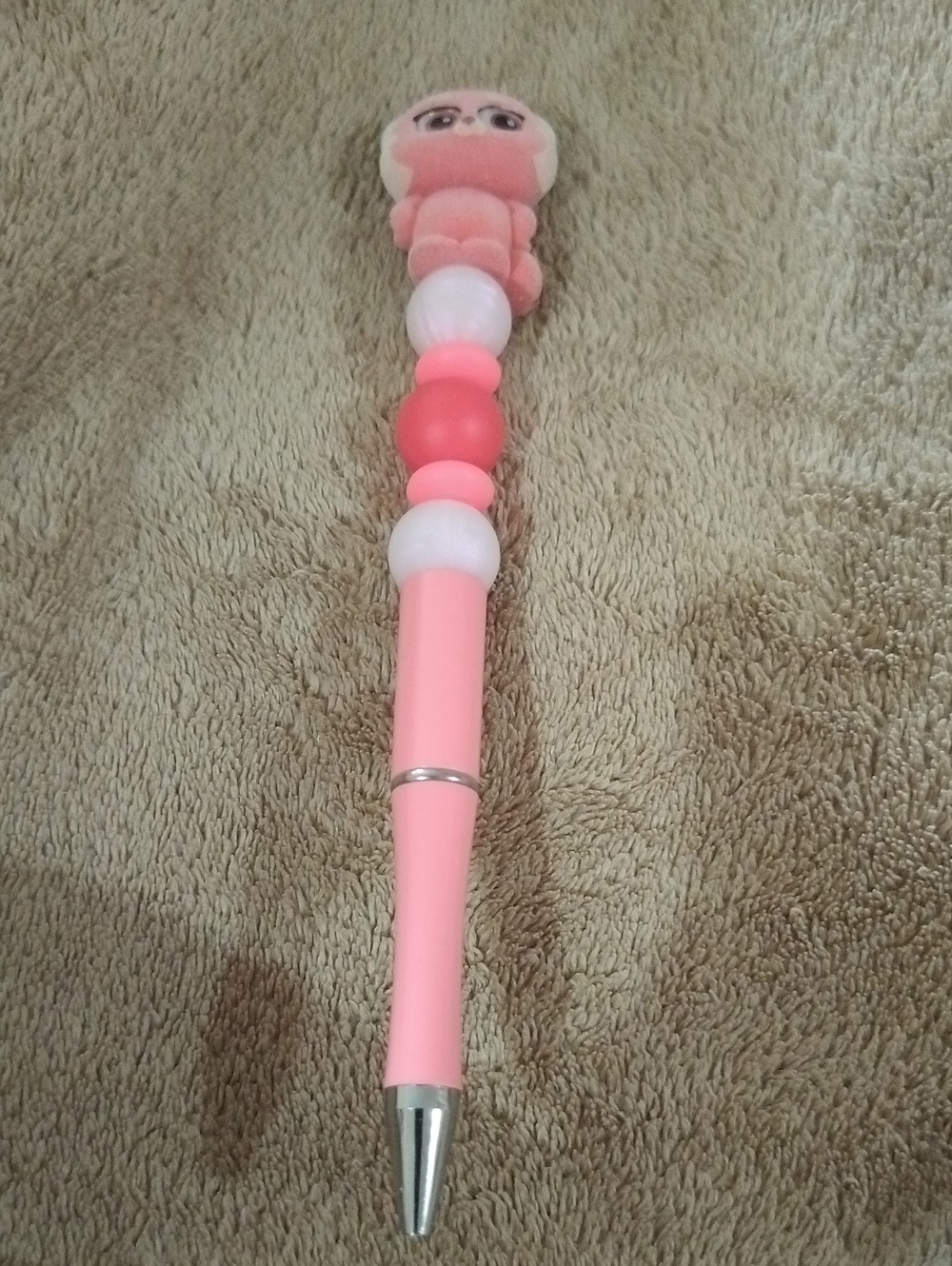 Cute Pink Beaded Kids Pen with Mei le Red Panda